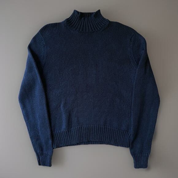 Vintage Polo Ralph Lauren Sweater Large Navy Knit Pullover Turtleneck 90s RRL - Picture 1 of 8